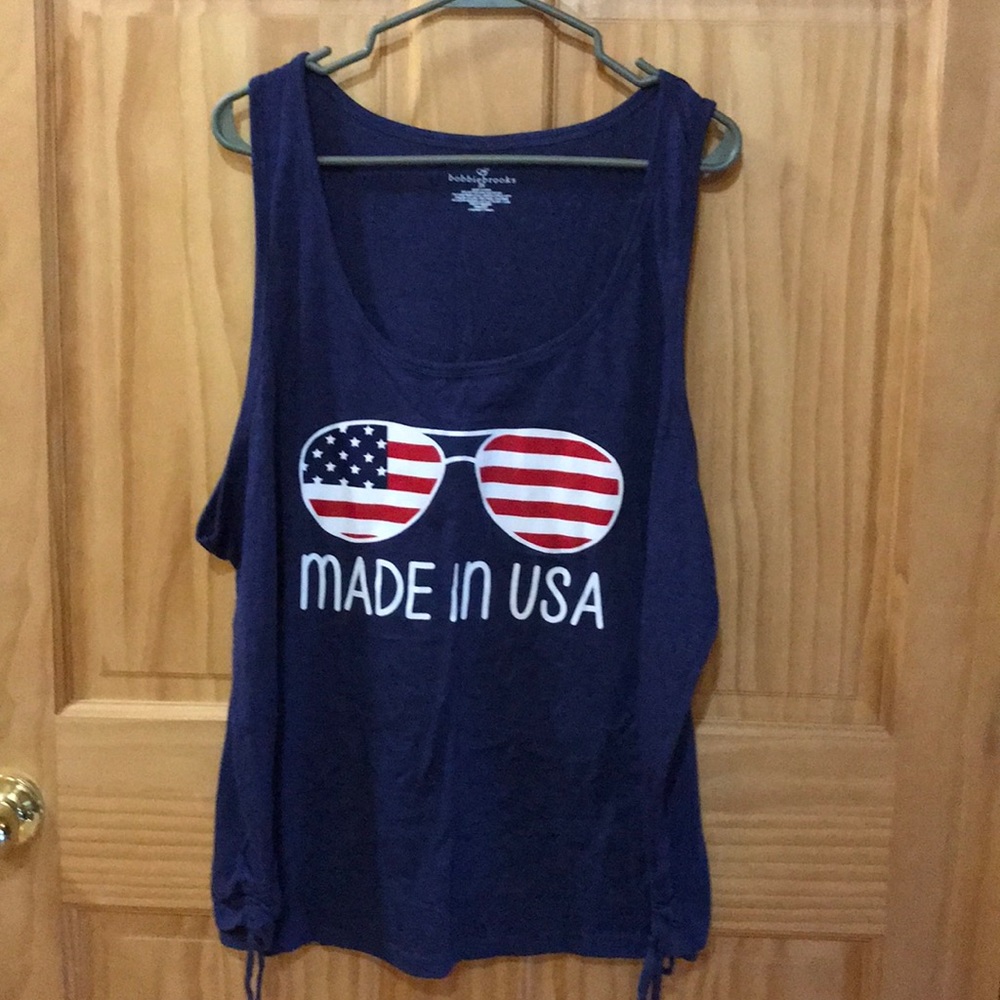 “Made in USA” Blue with sunglasses Tank Top - 3XL